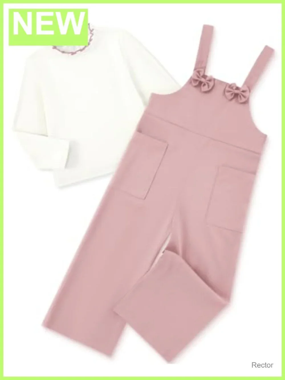 Toddler Girl 2 Piece Overall Outfit Fall Winter Set 2-7Y